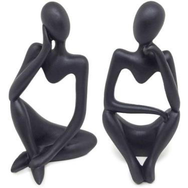 Imagem de Kit 2 Estátua Decorativa Figura Pensador Enfeite Mesa Sala Escultura M