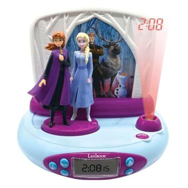 Imagem de LEXiBOOK Disney Frozen 2 Elsa & Anna, despertador com sons, luz noturna, projeção de tempo no teto, efeitos sonoros, alimentado por bateria, azul/roxo, RP510FZ