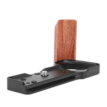 Imagem de Placa de Liberação Rápida de Suporte L para Câmera, Placa L de Liberação Rápida para Câmera ZV E10, Placa de Liberação Rápida de tripé de Alumínio Com Alça de Madeira Furo