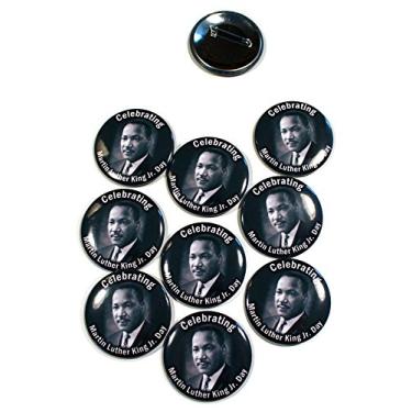 Imagem de Comemorando Martin Luther King Jr Day Botões Pinback - 5 cm Redondo - Pacote com 10, 2.25 Inch, Metal Plástico Papel, Sem Pedra Preciosa