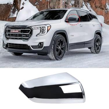 Imagem de Tampa do espelho externo do lado direito do passageiro acabamento da tampa do espelho retrovisor adequado para Chevrolet Equinox e GMC Terrain Replace 23406416 (branco galvanizado)
