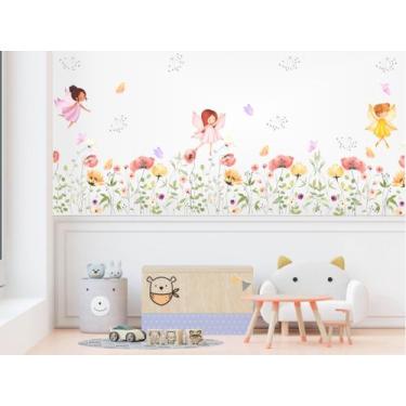 Imagem de Adesivo de Parede Florais e Fadinhas Fadas Jardim Encantado - Colakoal