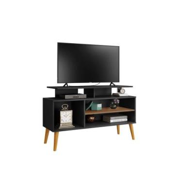 Imagem de Rack Lyon 1.1 Preto/Canela  Carmolar Móveis