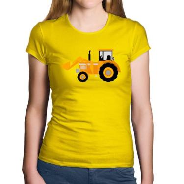 Imagem de Baby Look Algodão Trator Pá Carregadeira Amarelo - Foca na Moda, Amare