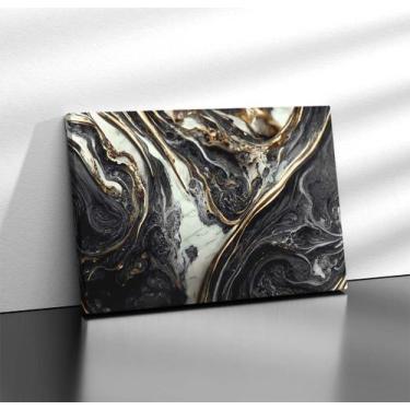 Imagem de Quadro Tecido Canvas Abstrato Black Gold Mármore Abstract - LindaCasaP