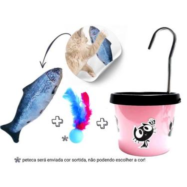 Imagem de Bebedouro Para Gato + Brinquedo Pelucia Peixe com Catnip - DM PETS
