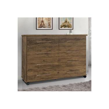 Imagem de Cômoda 8 Gavetas com Rodízios Jade Amendoa Rede Móveis - Primus