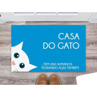 Imagem de Tapete Capacho Decorativo Entrada Porta Sala Casa do Gato (tem uns hum