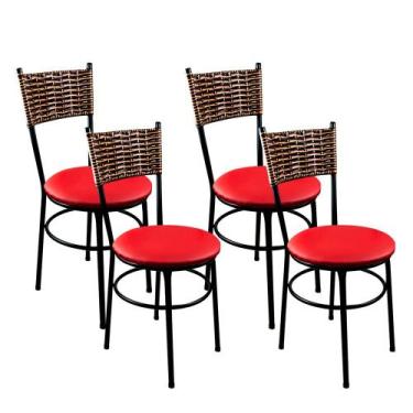 Imagem de 4 Cadeiras Para Cozinha Viena Avelã - Laumar, Vermelho