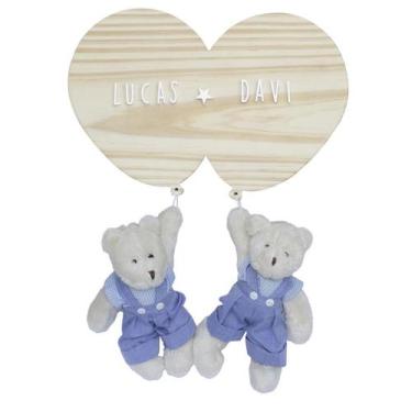 Imagem de Porta Maternidade Bexigas com Ursinhos Gêmeos Quarto Bebê Infantil Men