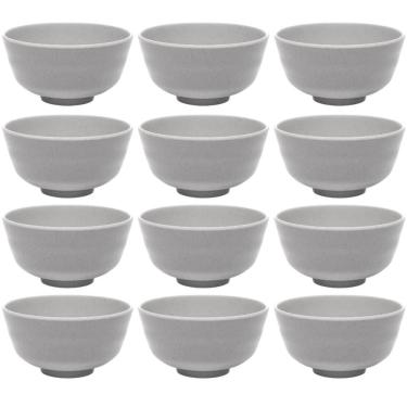 Imagem de Kit 12 Bowls Tigelas de Melamina 350ml Lyor Sobremesas Sopas Yakisoba Tóquio Granilite Cinza