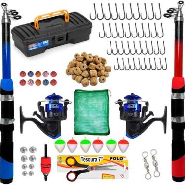 Imagem de Kit De Pesca Completo 2 Varas Telescopica + Caixa, Molinete e Acessori