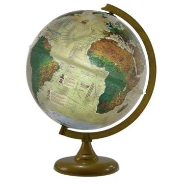 Imagem de Globo Terrestre 30cm Histórico Led Branco Base Ouro Velho - Libreria, 