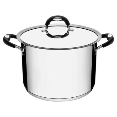 Imagem de Panela Caldeirão tramontina Aço Inox 7,7L 24cm com tampa Duo Silicone,