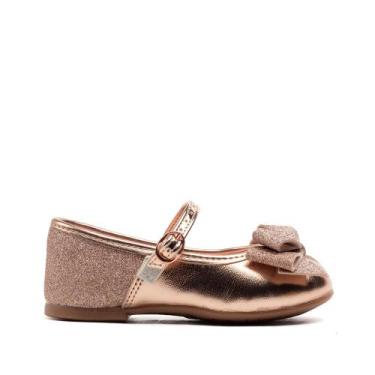 Imagem de Sapato Infantil Molekinha Metalizado com Glitter Ouro Rosado, Ouro ros