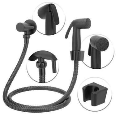 Imagem de Ducha Higiênica Preta com Gatilho ABS Preto Completa 1/4v - Holy 3