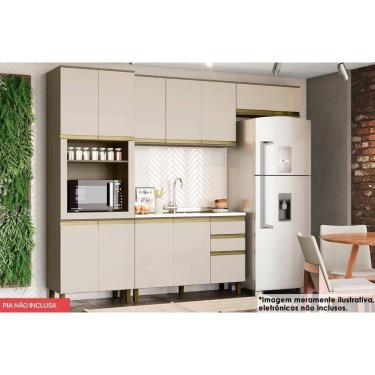 Imagem de Cozinha Modulada Henn Connect 4 Peças (2Aéreo+1Balcão+1Paneleiro) C6P12 Duna/Cristal-Henn