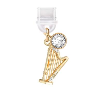 Imagem de ELISE & FONDA TP477 Tipo-C porta de carregamento antipoeira plugue música cristal harpa pingente de telefone celular para iPhone 15/16/Samsung/OnePlus/Xiaomi/oppo telefones Android (ouro), approx. 1.4