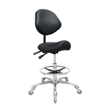 Imagem de Nazalus Cadeira de selim com apoio para os pés, resistente (158 kg), cadeira giratória hidráulica ajustável para salão de beleza, spa, massagem odontológica, uso em escritório doméstico (preto)