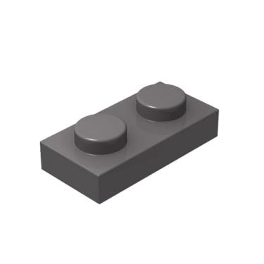 Imagem de Classic Grey Plates Bulk, Dark Gray Plate 1x2, Building Plates Flat 100 Piece, Compatible with Lego Parts and Pieces: 1x2 Gray Plates(Color: Dark Gray)
