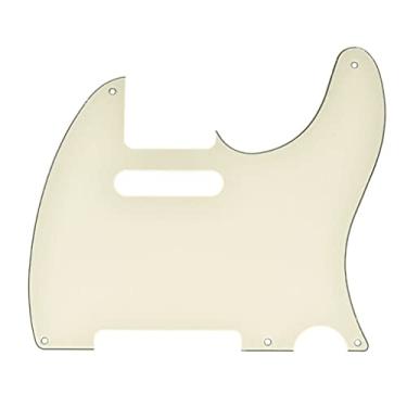 Imagem de Dopro Placa de raspar de 5 furos vintage Tele para guitarra serve para Fender Telecaster EUA/Mexicano branco envelhecido 3 camadas