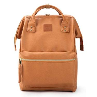 Imagem de Mochila de couro Kah&Kee para fraldas com compartimento para laptop, escola de viagem para homens e mulheres (bege camelo, grande)