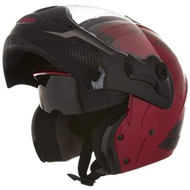 Imagem de Capacete de Moto Mixs MX Captiva Street Rider Com Viseira Interna Solar Óculos de Sol Articulado Escamoteável Robocop Vermelho 62