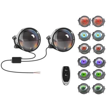 Imagem de Luzes grandes dinâmicas de terceira geração - Luzes de neblina dinâmicas com bola de olhos grandes de 6 modos, faróis de carro com globo ocular maligno do diabo, luzes de carro com padrões de olh