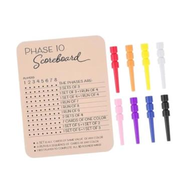 Imagem de menolana Níveis 10 Placar de Pontuação Níveis 10 Folhas de Pontuação Atividade Familiar Jogos de Cartas de Tabuleiro Portáteis Cartão de Pontuação com 8 Pinos