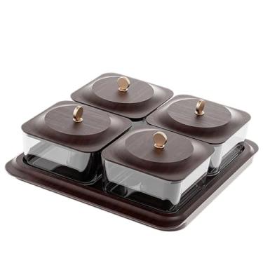 Imagem de IEUDNS Bandeja de frutas secas, prato, travessa com tampa, caixa de armazenamento de alimentos multiuso, recipiente para lanches para cozinha, festas de fim