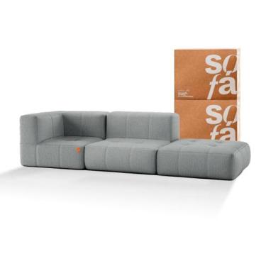 Imagem de Sofá 2 lugares Modular com Apoio Puff  Sofá na Caixa em Boucle com 3 M