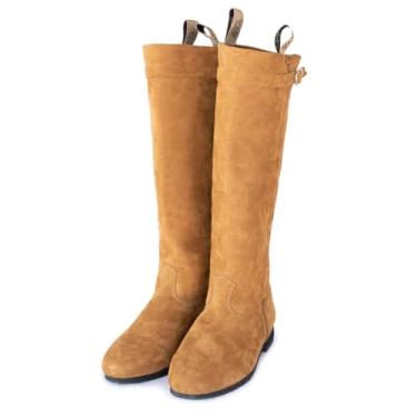 Imagem de Bota Gaúcha Campeira Couro Nobuck Sola de Pneu Ref: 201c Tamanho:39;Cor:Amarelo