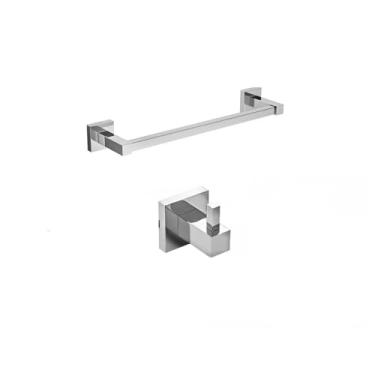 Imagem de Porta Toalha de Rosto 30cm Metal Cromado com Cabide Simples em Inox - Elegância e Praticidade para Seu Banheiro