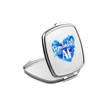 Imagem de SpreadPassion Espelho compacto feminista AF, presente AF feminista, espelho fotográfico, espelho de maquiagem de viagem pequeno espelho portátil, espelho de bolso portátil, ideia de aniversário (1,
