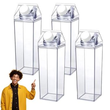 Imagem de Kit 4 Garrafa de Acrílico Transparente 500ML com Tampa Vedação Livre de BPA para Água Sucos Leite Geladeira Organização