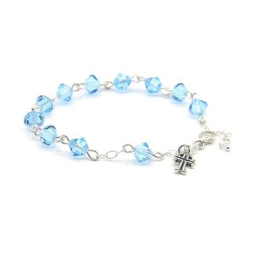 Imagem de Pulseira pequena de rosário católico de cristal austríaco para primeira comunhão/eucaristia ou reconciliação/confissão. Um presente significativo e bonito para ocasiões especiais., One Size, Cristal,