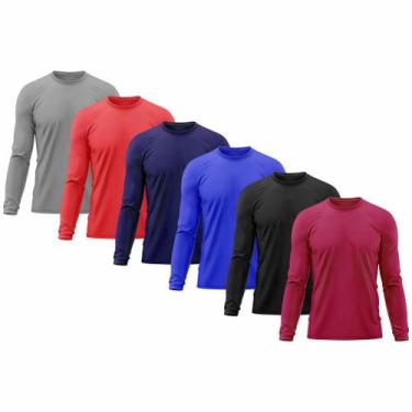 Imagem de Kit 6 Camisetas Masculina Adulto Proteção Solar UV Manga Longa Segunda