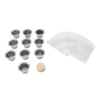 Imagem de Copo de Cápsulas de café Recarregáveis ​​de 10 Unidades, Cápsulas de café Expresso Reutilizáveis ​​Com Adesivos de Vedação de Folha de Alumínio Vagens de café Recarregáveis ​​de
