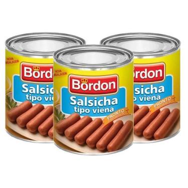Imagem de 3 Salsicha Bordon Tipo Viena Lata 180g Liquido 300g