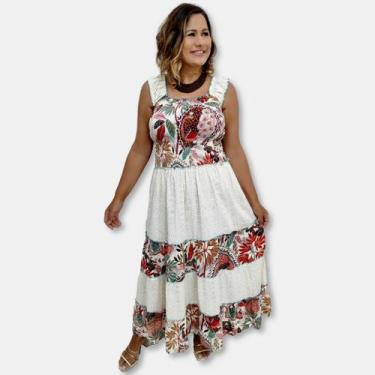 Imagem de Vestido Longo Regata Indiano Viscose Estampado com Lesi Boho - Sarat M