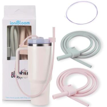 Imagem de Canudos longos extensíveis para copo Stanley, pacote com 2 canudos de silicone reutilizáveis de 89 cm - certificado CPC, serve para copo de 1,134 g e garrafa de água grande, acessórios de canudo