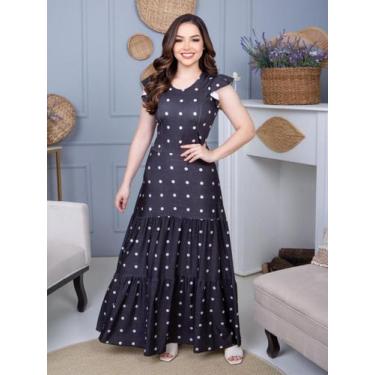 Imagem de Vestido Longo Elegante Casual Estampado Soltinho com Manga - Fashion, 