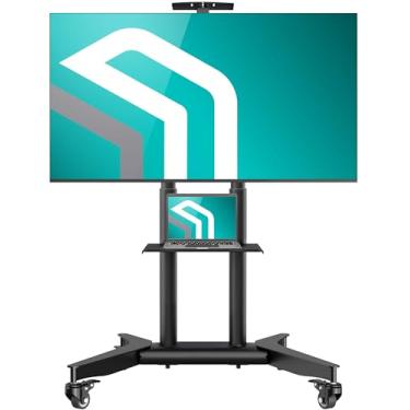 Imagem de ONKRON Suporte de TV móvel sobre rodas para tela de 32-75 polegadas, carga máxima de 59,9 kg, suporte portátil de TV ajustável em altura, VESA 200 x 200 - 600 x 400, suporte de TV com rodinhas e