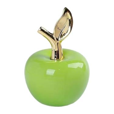 Imagem de Ｂｅｓｇａ Apples estátua Desktop Ornament Decor Home Decor Realistic Fruit Sculpture Apples Cerâmica Feliz para quarto de chá Bedroom Indoor Cafe, Verde, L