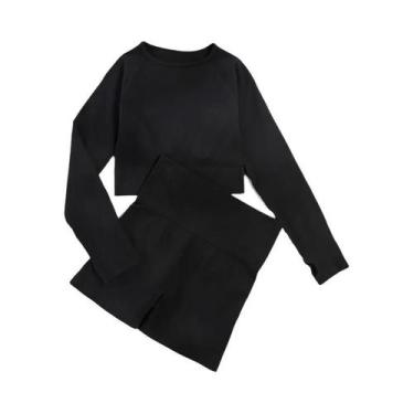 Imagem de Conjunto de Yoga Sem Costura Feminino - Roupas de Ginástica e Fitness,