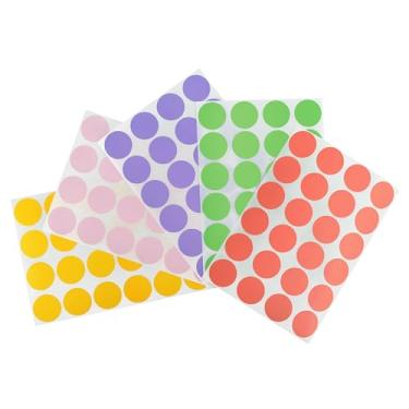 Imagem de ChromaLabel Etiquetas coloridas de ponto de 1,9 cm em folhas, 5 cores sortidas, pacote com 1200 variados, pastel