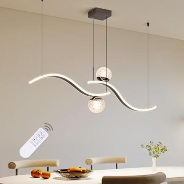 Imagem de ORANOOR Luminária Pendente Moderna Led Globe, Lustre Preto Regulável De 39 Pol., Luminária Pendente De Cozinha De 2 Ondas Sobre A Ilha, Luzes De Sala De Jantar Penduradas No Teto Sobre A Mesa (2 Lâm