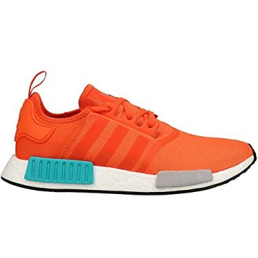 Imagem de adidas Originals Tênis masculino NMD_r1 Primeknit, Energy Orange/Energy Orange/Hi-res Aqua, 10