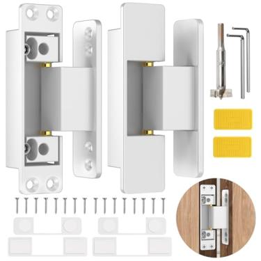 Imagem de Lipshome Dobradiça de porta oculta de 11,4 cm / dobradiças ocultas, dobradiças invisíveis, dobradiça de porta silenciosa de porta invisível dobradiça giratória de 110 graus dobradiça ajustável