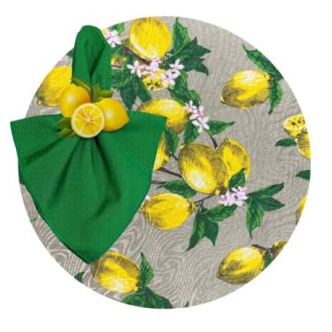 Imagem de Kit Sousplat Suplá Completo Mesa Posta com Guardanapos e Pg Decorativo 6 Lugares (LIMÃO SICILIANO FUNDO BEGE - GUARDANAPO VERDE BANDEIRA - PG LIMÃO)